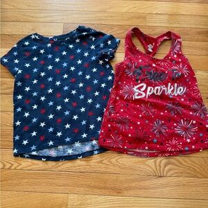Girls Patriotic Star and Sparkle Tank Tops